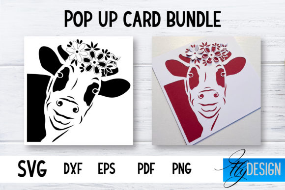 Download Pop Up Card SVG | Cow-Flower Card SVG - Premium Bundle