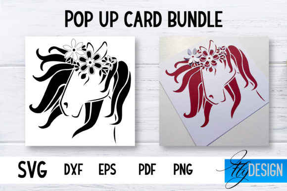 Download Pop Up Card SVG | Horse– Flower Card - Premium Resources