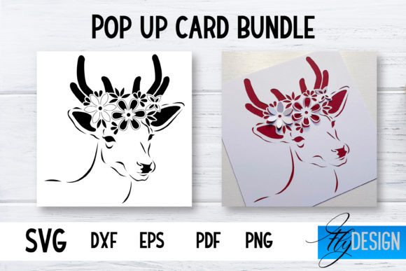 Download Pop Up Card SVG | Deer-Flower Card - Premium Resources
