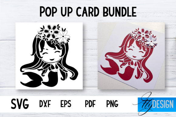 Download Pop Up Card SVG | Mermaid – Flower Card - Premium Resources